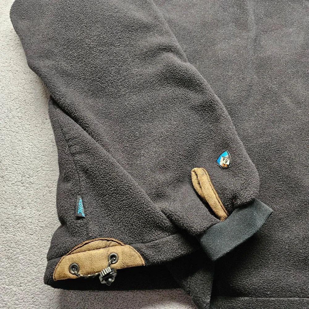 Kuhl Alpenwurxs Fleece Jacket Mens L Black Brown Full Zip Sherpa Collar Outdoor